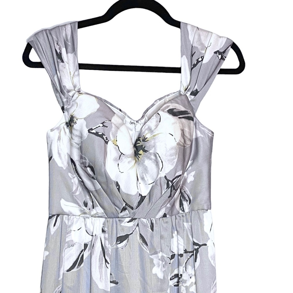 Bariano Maxi Dress Shelly Floral Off Shoulder Silver Gray S - Picture 3 of 16